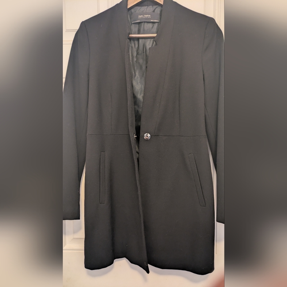 Zara Basic Collection Black Inverted Lapel Longli… - image 5